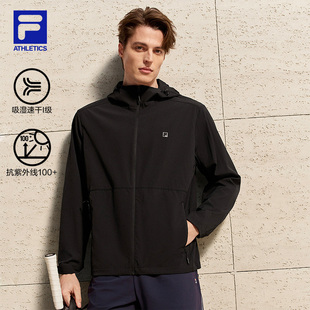 新款 梭织外套2026春季 健身运动连帽质感厚外套 斐乐官方男士 FILA