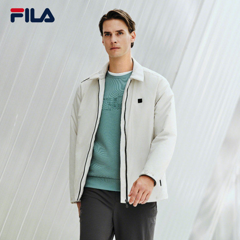 FILA 斐乐官方男士棉服2026春新款休闲简约基础翻领保暖夹克外套