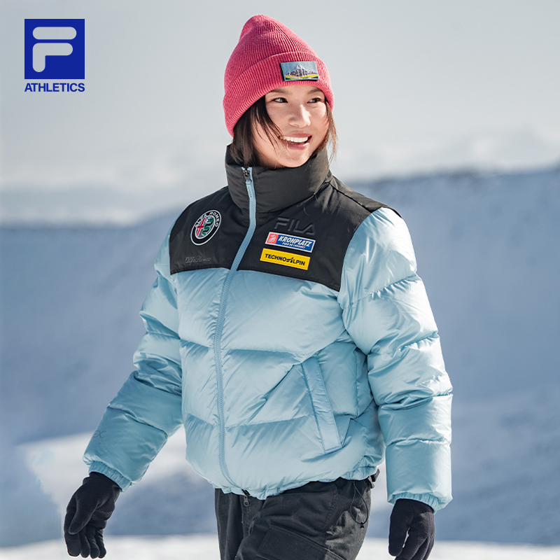 FILA 斐乐官方女士羽绒服2025冬季新款滑雪运动拼色舒适保暖外套