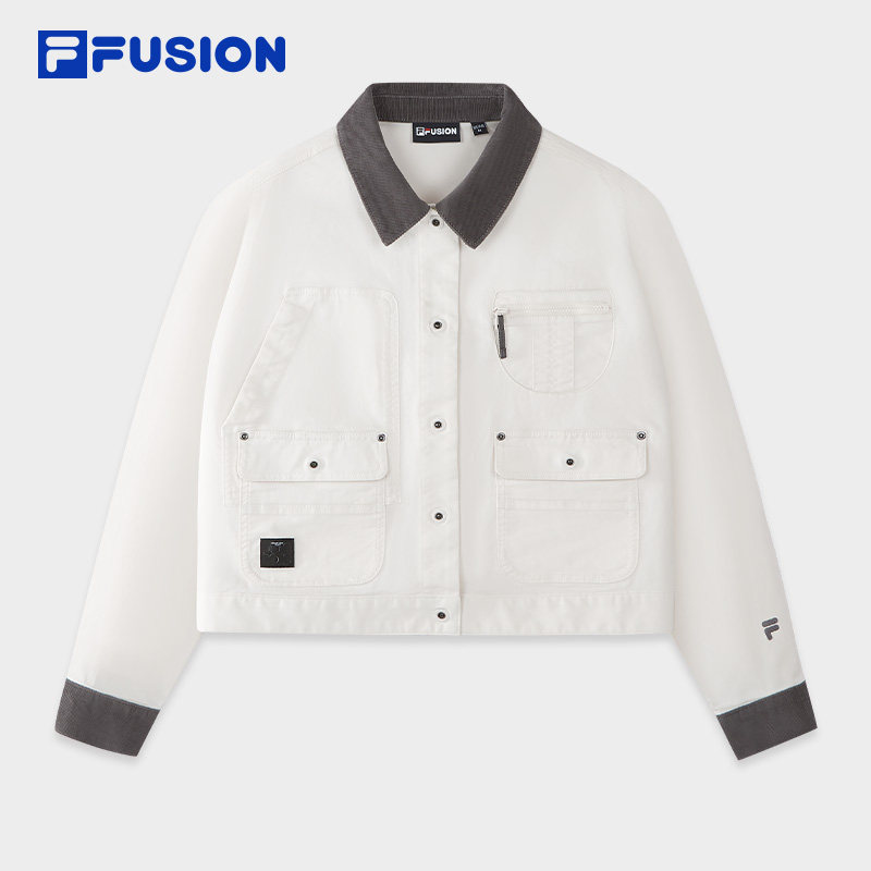 FILA FUSION斐乐潮牌梭织外套女2026夏新款休闲宽松撞色翻领夹克