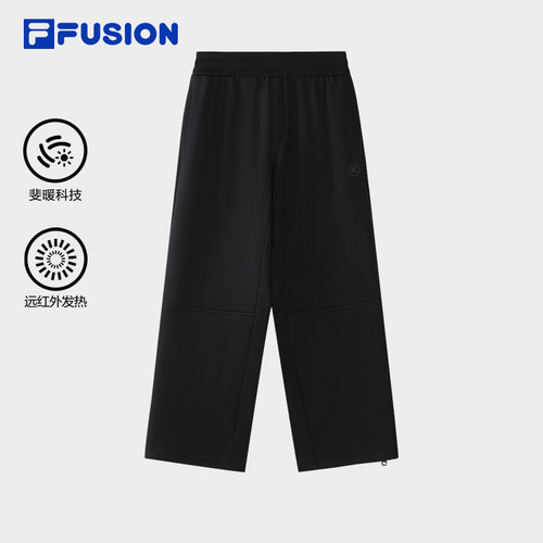 FILA FUSION斐乐潮牌针织长裤男2025冬季新款时尚休闲加绒直筒裤