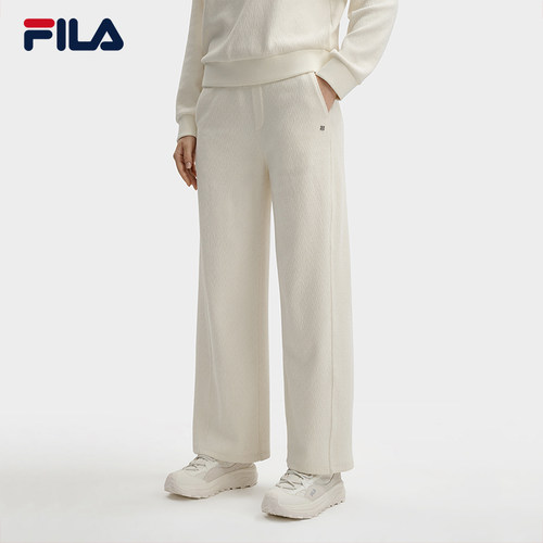 杨幂同款FILA 斐乐官方女士针织长裤2025冬季新款简约基础直筒裤