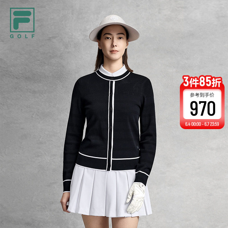 FILA 斐乐官方女士编织外套2026夏季新款高尔夫运动基础开衫毛衣