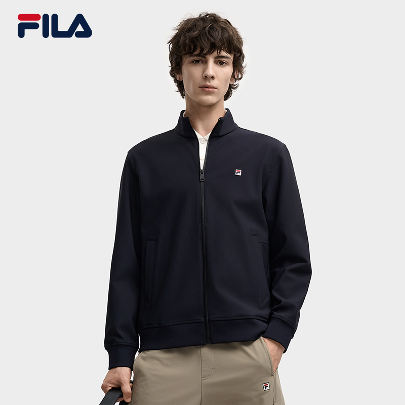 FILA 斐乐官方男士针织长袖外套2025冬新款时尚基础生活休闲上衣