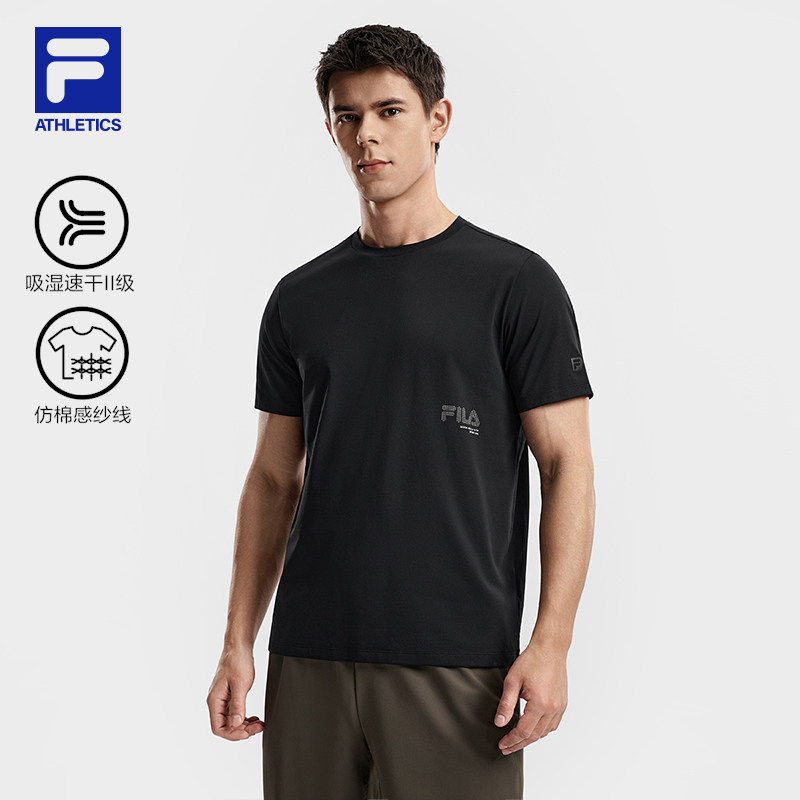FILA 斐乐官方男子针织短袖衫2026春新款健身运动舒适干爽圆领T恤,运动服/休闲服装,运动T恤,淘宝优惠券,粉丝福利购,淘宝优惠卷