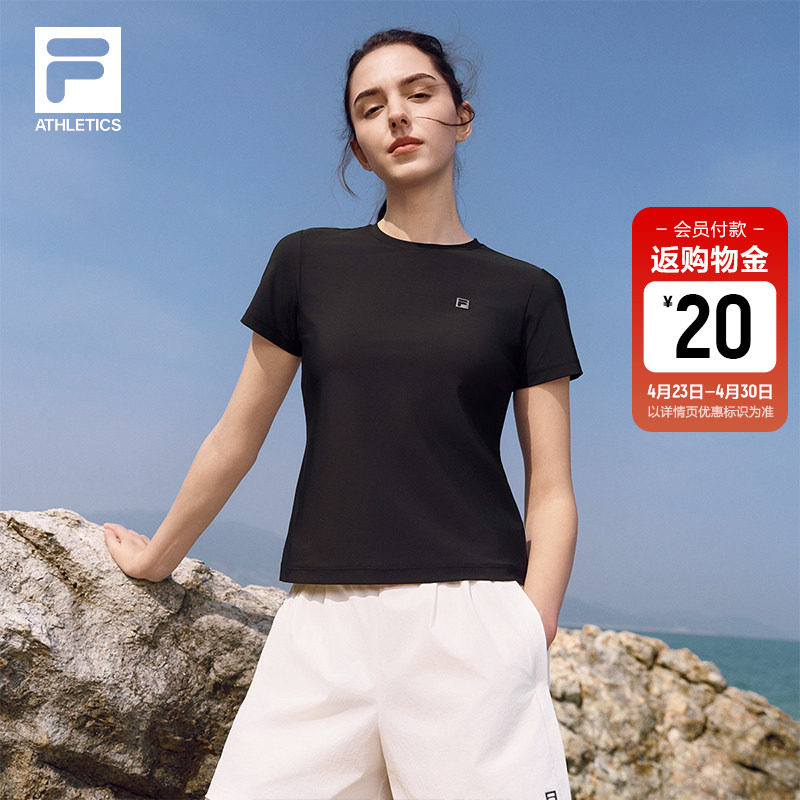凉感速干｜FILA斐乐短袖T恤女2026夏新款健身运动T恤防晒透气上衣