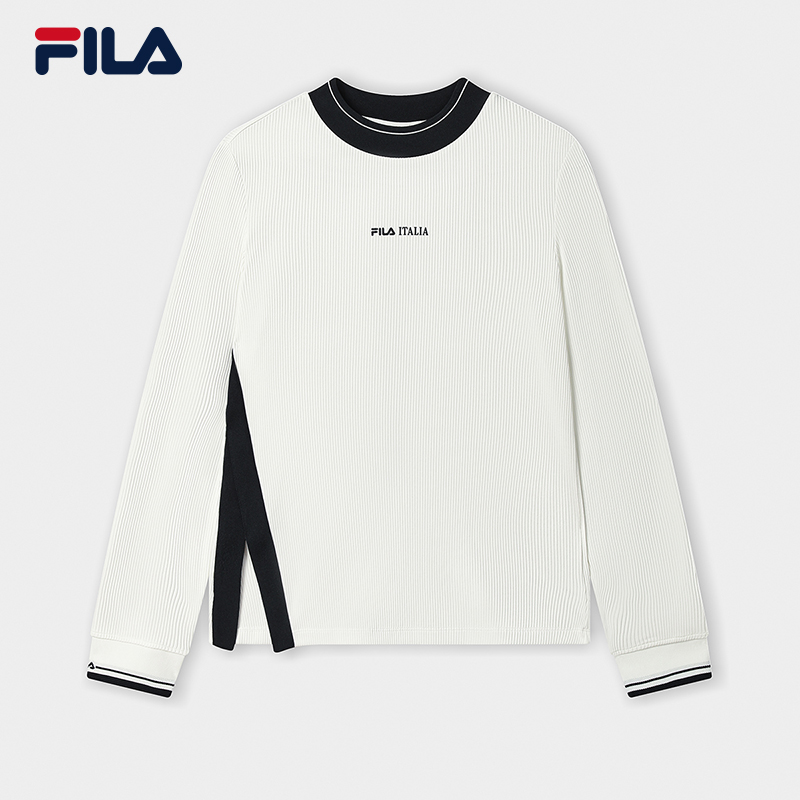 FILA 斐乐官方女子针织长袖上衣2025秋季新款时尚基础休闲撞色长T
