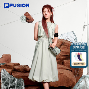 修身 赵露思同款 新款 FUSION斐乐潮牌女连衣裙2025秋季 背心裙 FILA