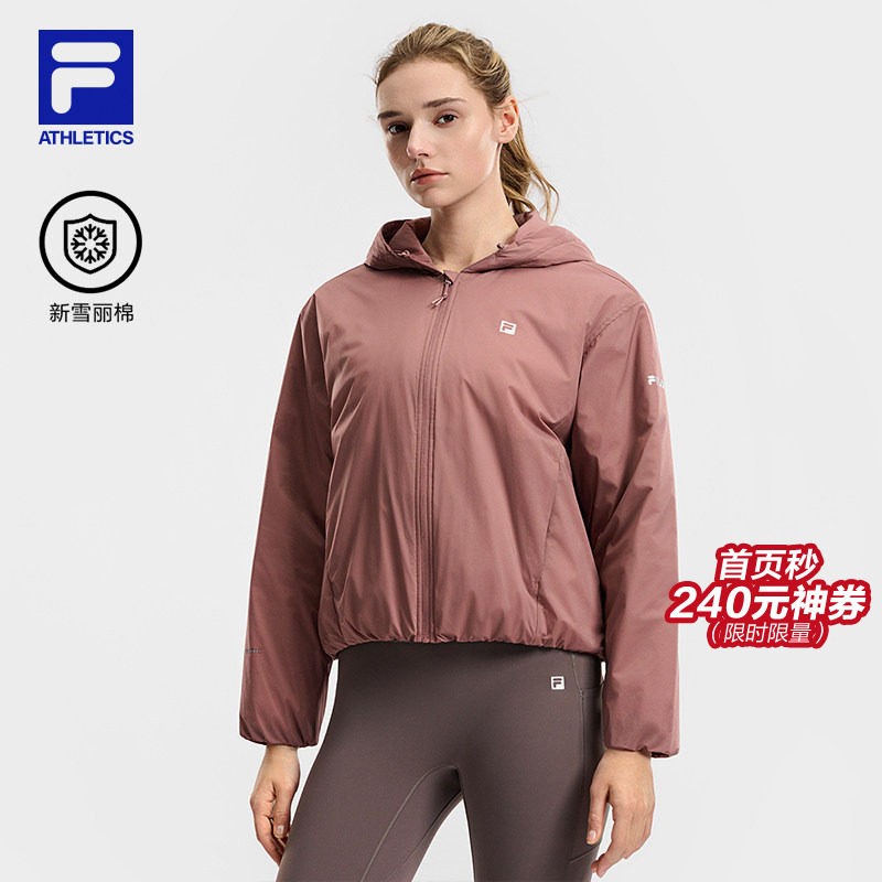 FILA 斐乐官方女士棉服2026春新款健身运动宽松短款连帽保暖外套