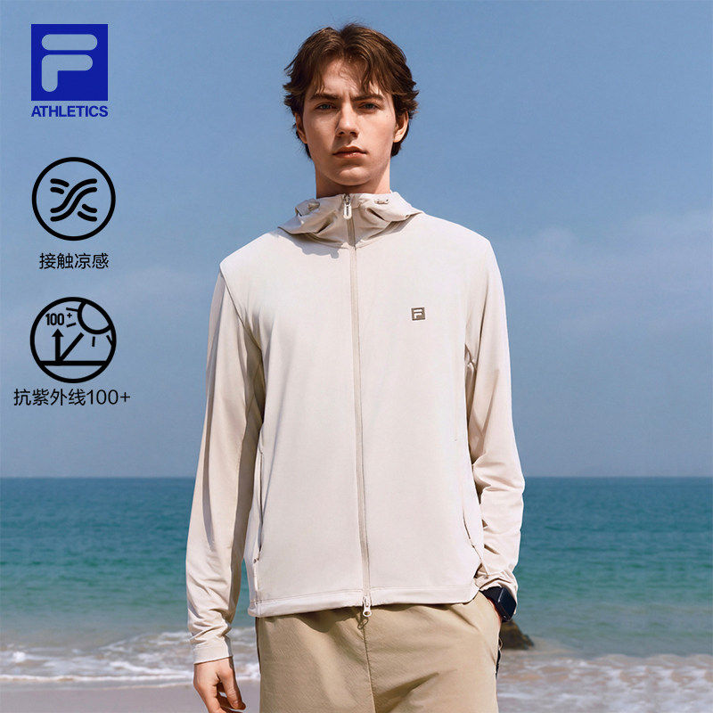 FILA 斐乐男原纱防晒外套26夏新款户外健身跑步运动轻薄透气上