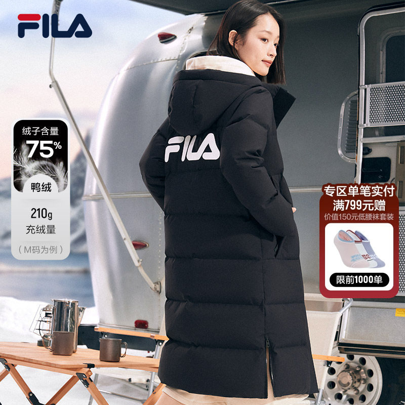 FILA 斐乐女子羽绒服冬季加厚连帽拉链长款防泼水防污保暖外套女,运动服/休闲服装,运动羽绒服,淘宝优惠券,粉丝福利购,淘宝优惠卷