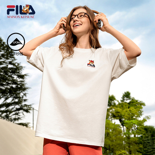 狐狸刺绣上衣男短袖 新款 T恤 FILA斐乐情侣多彩T女夏季 易烊千玺同款