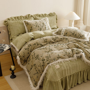 2025新款高克重5D雕花牛奶绒四件套时尚仿皮草国潮风-羽妃