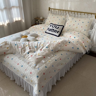 韩版全棉床盖款四件套纯棉绗缝夹棉床单三件套单件被套榻榻米床垫