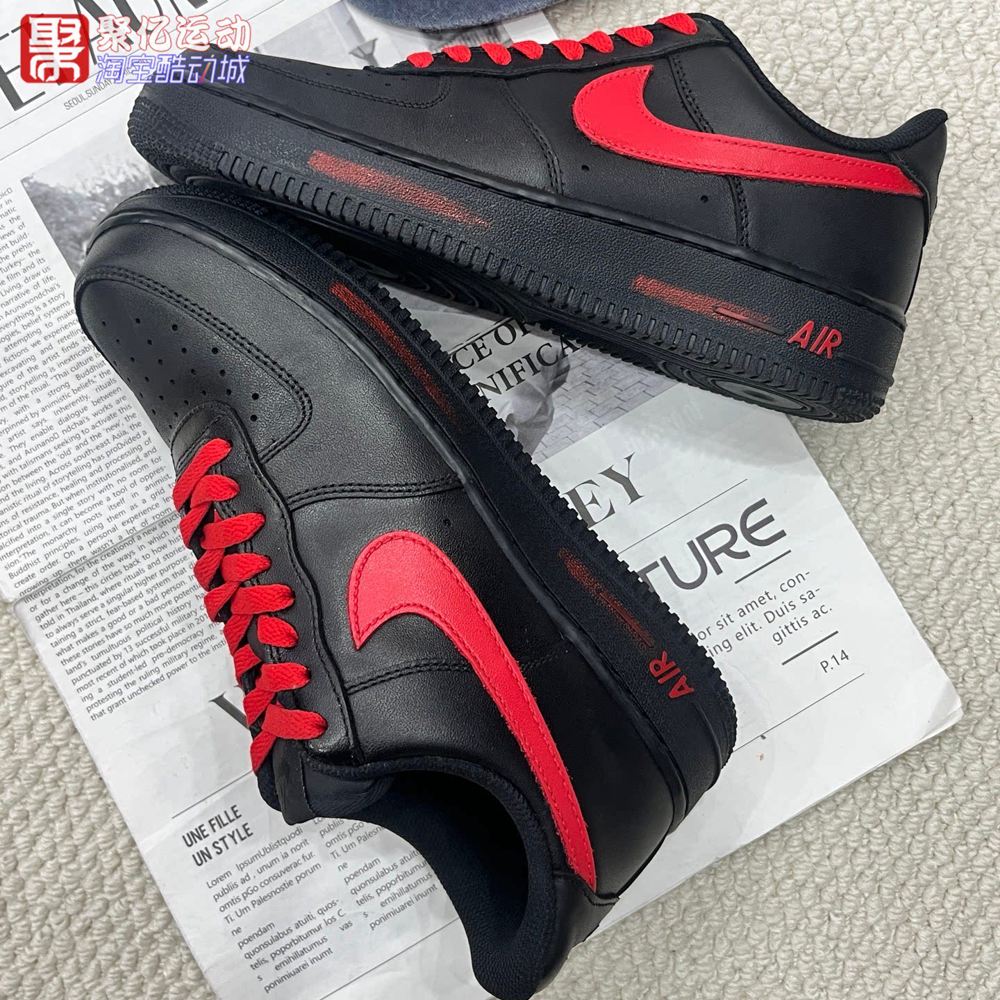 Nike耐克2026春马年限定AF1空军一号男子黑红运动板鞋 HQ2037-005