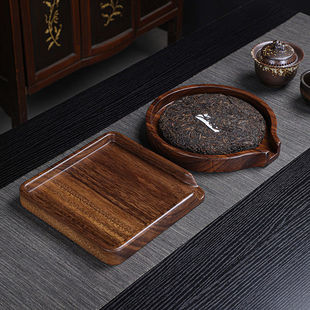 南美复古胡桃木分茶器木质实木整木分茶盘方形圆形茶叶收纳托盘