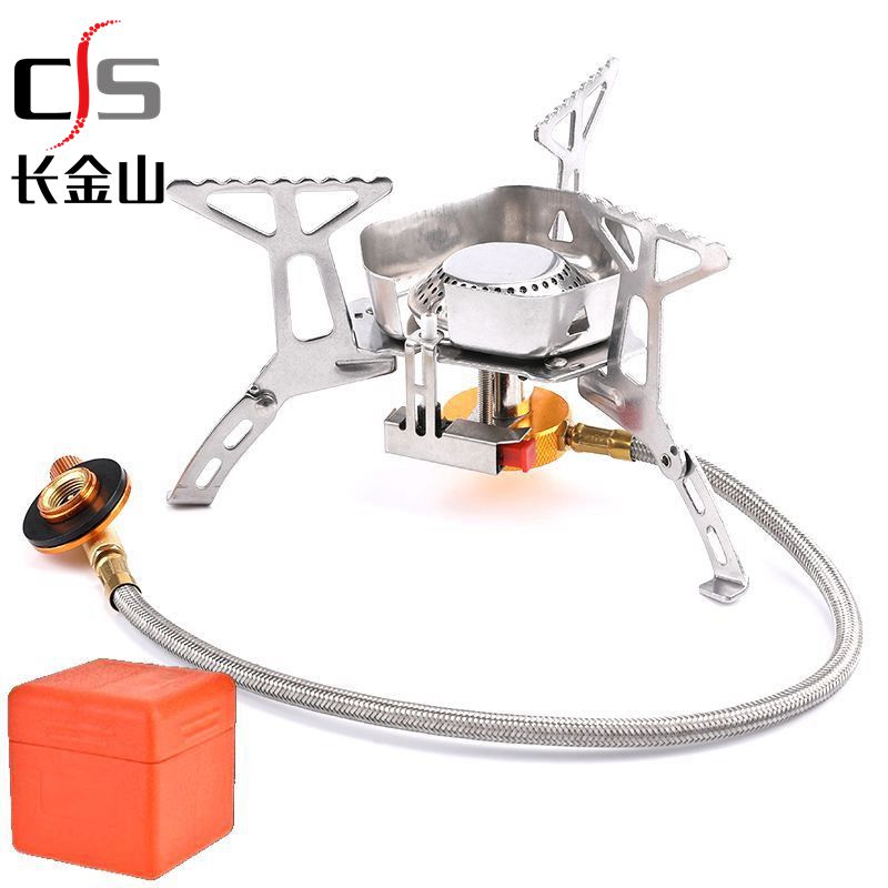 长金山户外防风炉便携野营野炊炉头户外装备分体气炉三角户外装备