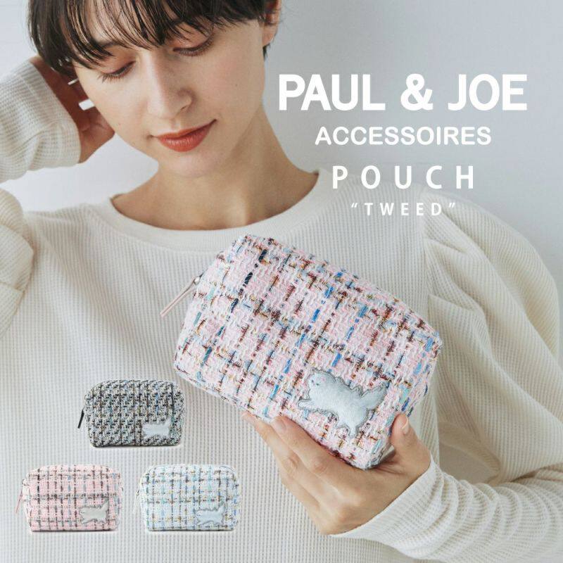 日本专柜代购现货Paul&Joe2024新款毛绒猫咪红蓝化妆包织物收纳包