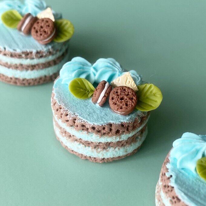 日本正品代购morico仿真食玩可爱粘土迷你奥利奥巧克力薄荷蛋糕