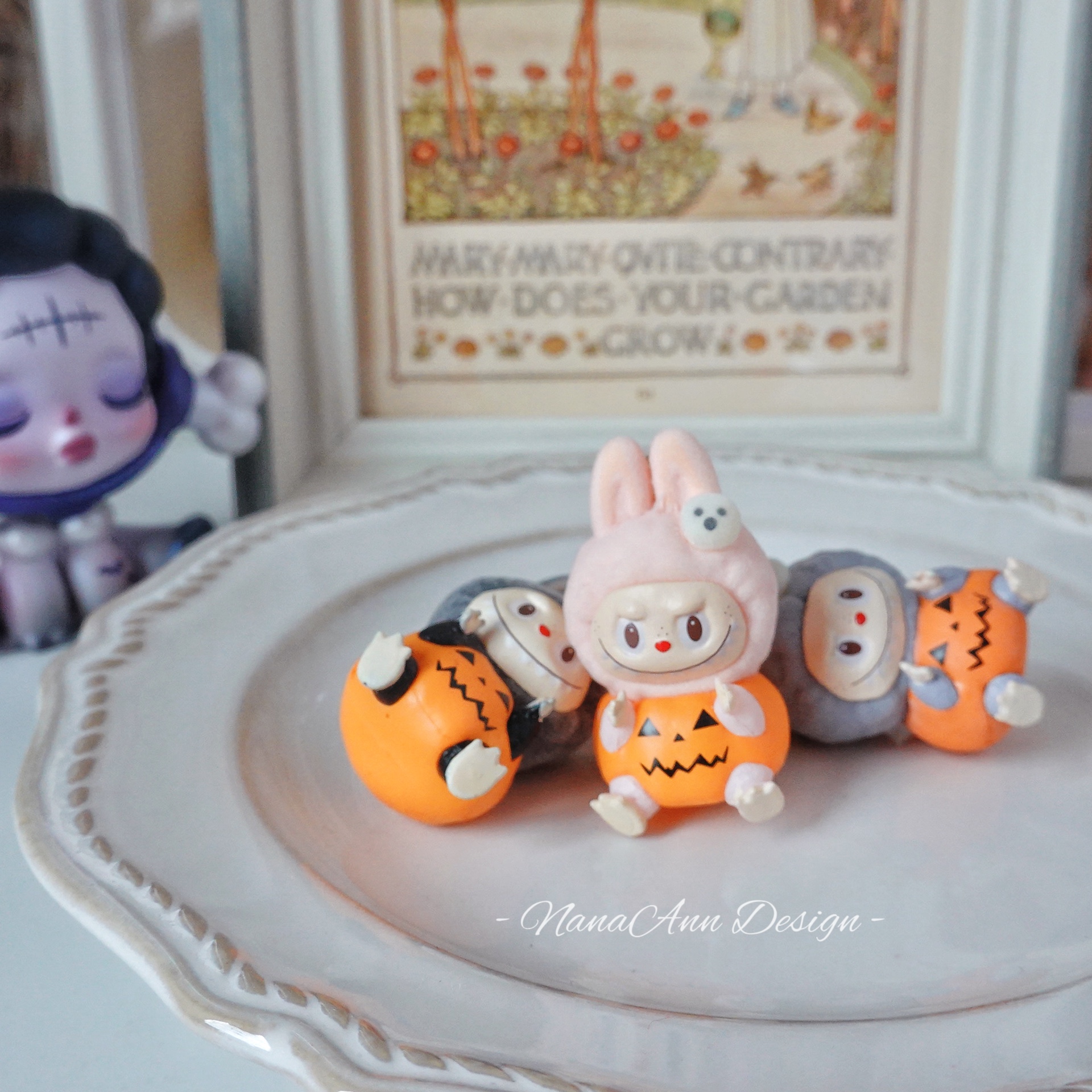 万圣节变装拉布布奶fufu可爱植绒南瓜公仔挂件拉链钥匙扣手机吊坠