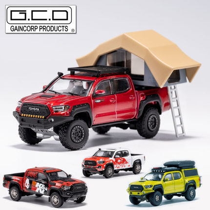 GCD正版授权1:64丰田塔科玛越野车改装版露营车 仿真合金汽车模型