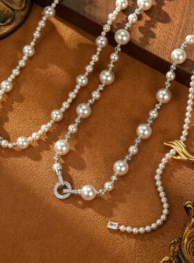 艾妮贝妮曼塔玫瑰紫珍珠项链女轻奢高级感爆款锁骨链串珠颈链百搭