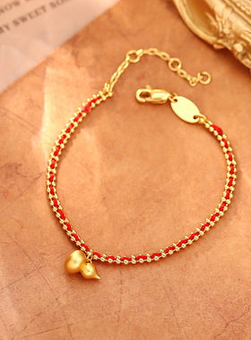 2025新款本命年编织红绳手链女小众设计幸运招财葫芦吊坠手绳批发