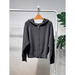 商场同款MM麦檬连帽针织衫25年灰色日常通勤百搭开衫5GA234111