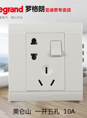 TCL罗格朗美仑山系列连体带开关二三插一开五孔插座家用86型面板