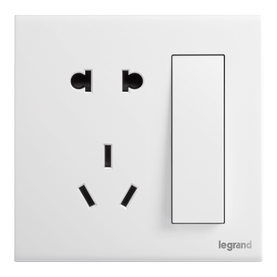 TCL罗格朗带开关插座面板86型墙壁明装1开5孔电源插座一开五孔插