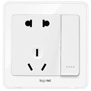 罗格朗开关插座逸典冰莹白五孔插座带开关家用面板二三插带USB插