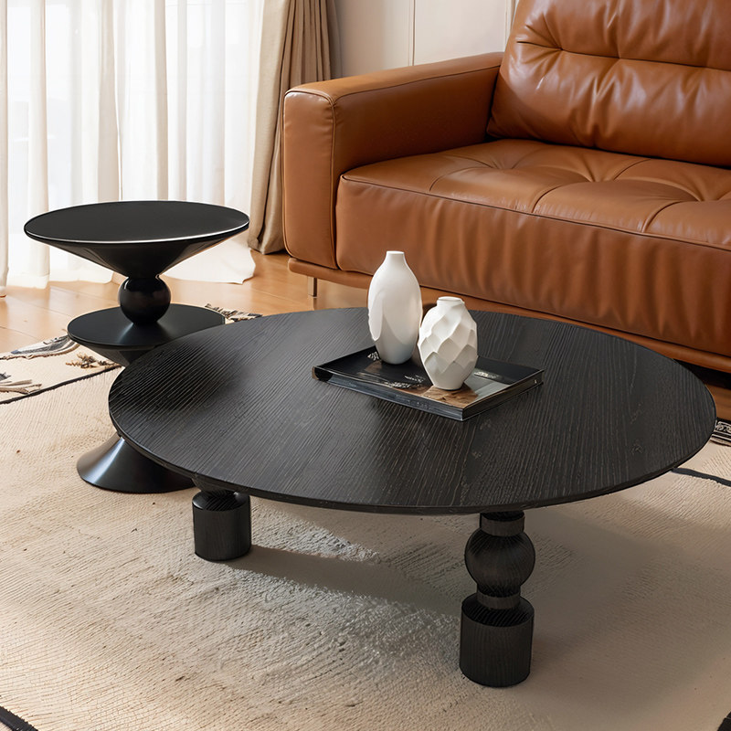 2025年新款复古茶几黑色圆形大小组合茶几现代简约中古风客厅家具,住宅家具,茶几,淘宝优惠券,粉丝福利购,淘宝优惠卷