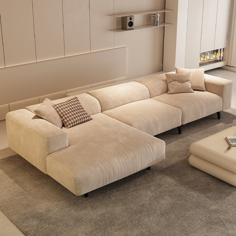 2025年新款奶油风布艺沙发转角折叠靠背诧寂风现代简约豆腐块沙发