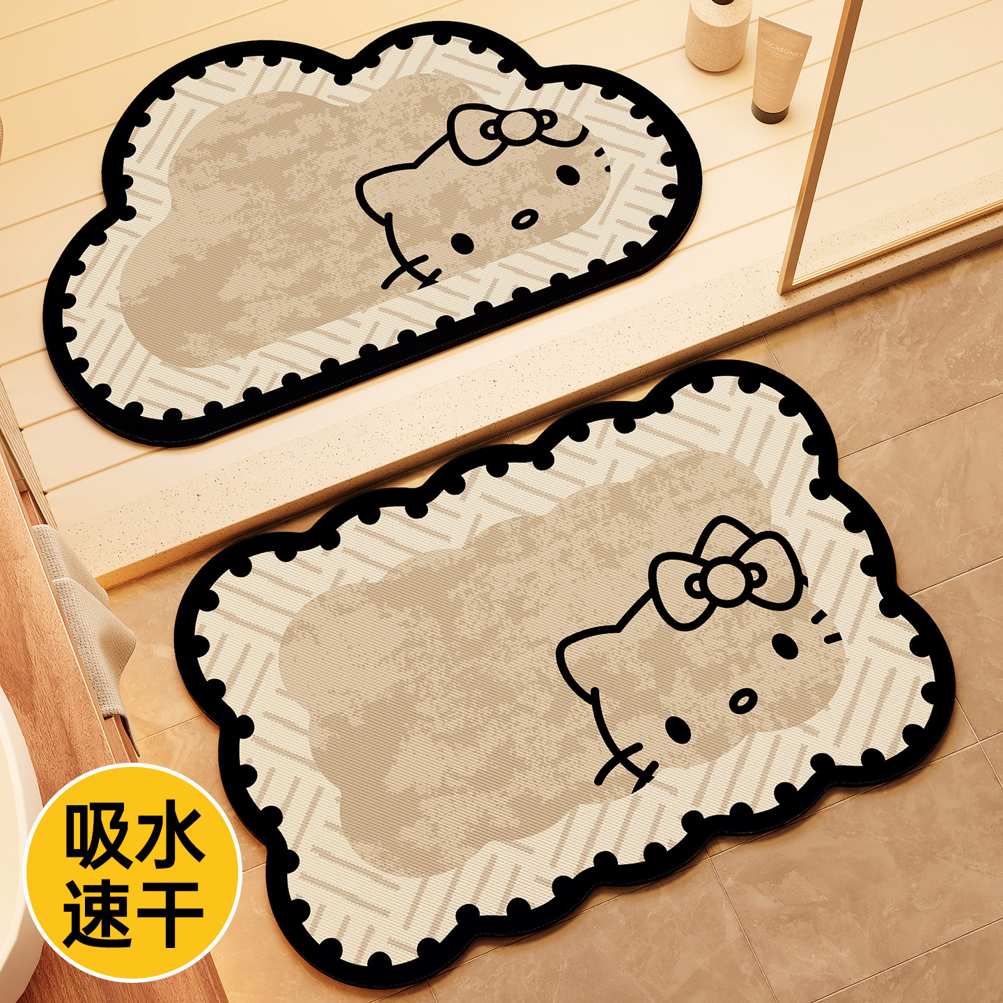 【火爆上市】可爱kity猫吸水地垫图片