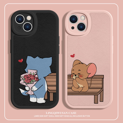 适用苹果手机壳小羊皮猫和老鼠