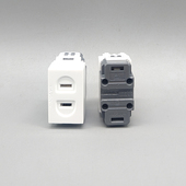 128型二孔电源模块直插两眼带防护门插座10A两孔二插电源插座模块