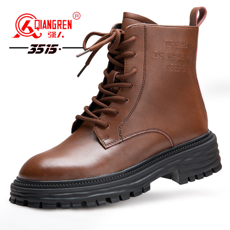 3515强人女鞋马丁靴女军勾羊毛女靴冬季真皮雪地短靴皮毛一体棉鞋