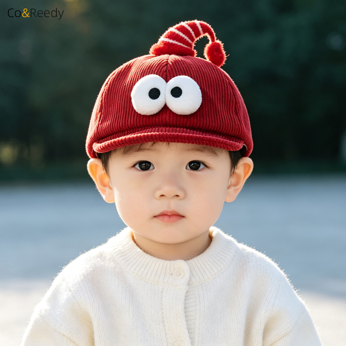 秋冬保暖遮阳婴儿大眼条纹棒球帽
