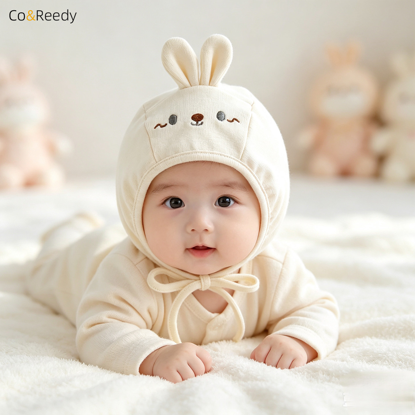 春秋婴儿护耳小兔兔帽