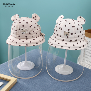 宝宝防疫帽婴儿防飞沫面罩脸罩唾沫医院打预防针小熊新生儿防护帽