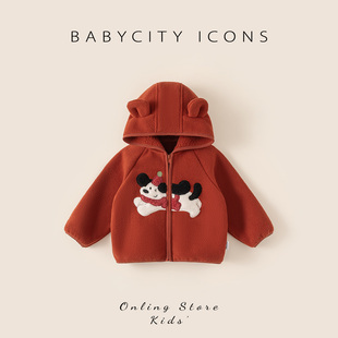 贝贝城男童外套2025冬季新款加绒加厚羊羔绒冬装保暖洋气宝宝衣服
