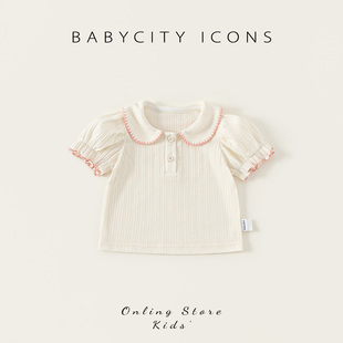 上衣洋气1岁婴幼儿百搭夏装 宝宝泡泡袖 t恤2025新款 贝贝城女童短袖