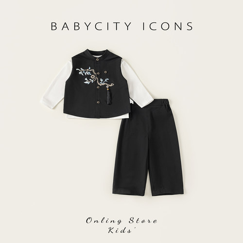 贝贝城国风绣花马甲套装