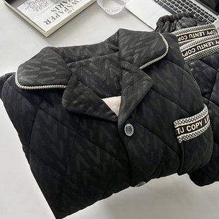 睡衣男款冬季加绒加厚三层夹袄保珊瑚绒保暖家居服套装1111w