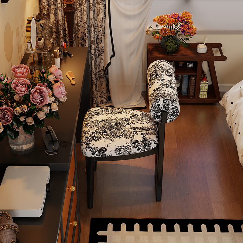 覆古风化妆台椅子家用卧室轻奢化妆椅中古高级感女生化妆椅靠背椅