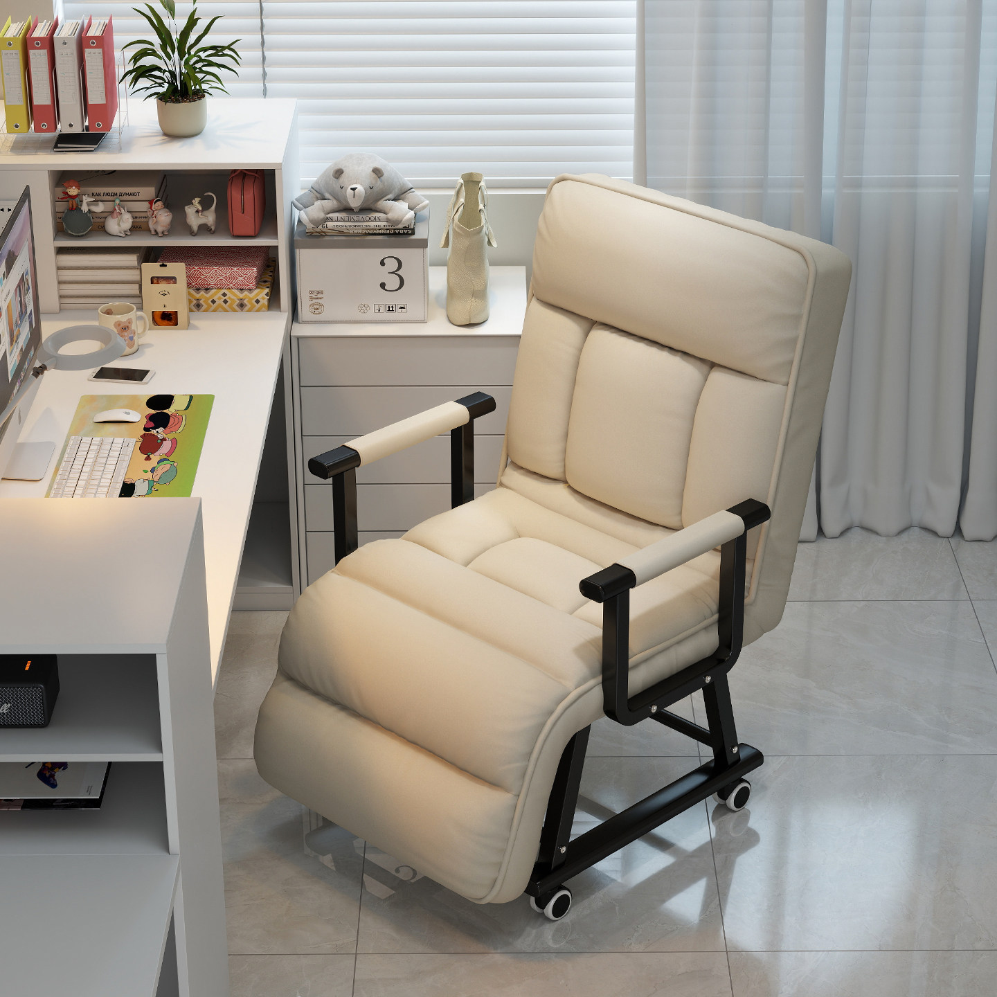 办公室单人午休躺椅折叠电脑椅子可躺平午睡椅可坐可躺懒人靠背椅