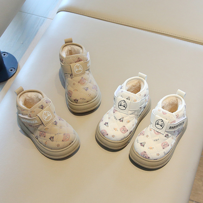 儿童雪地靴短靴2025冬季新款男童鞋加绒女宝宝鞋子学步鞋保暖棉鞋