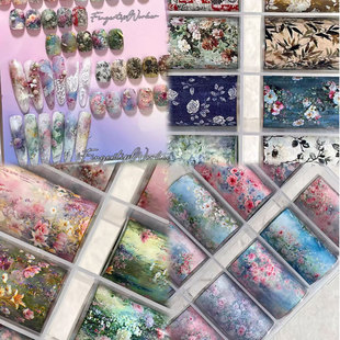 Fingertipworker猪猪新品美甲转印纸原创小众油画风正品雾月复古