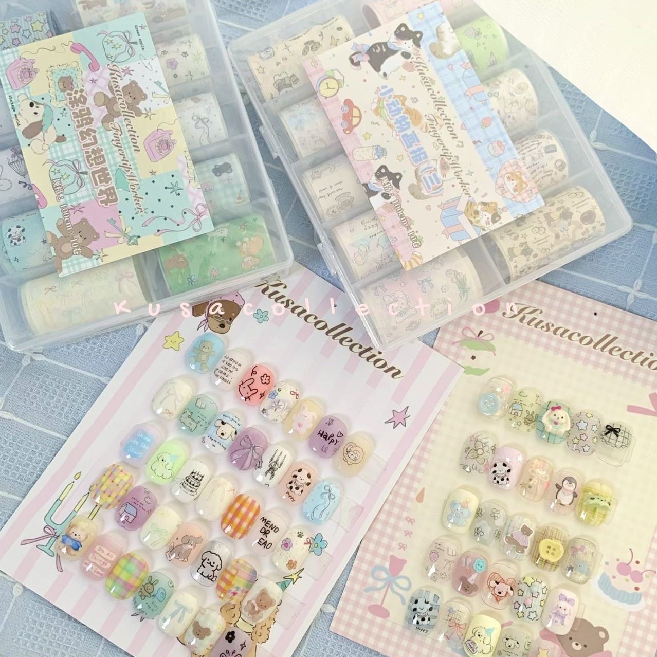 猪猪小草美甲转印纸小动物涂鸦