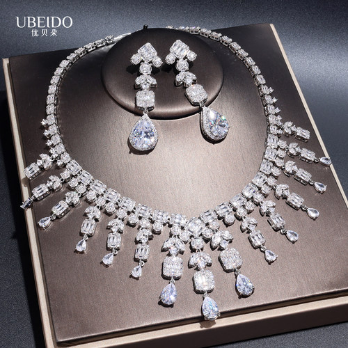优贝朵高定锆石项链耳环礼服套装